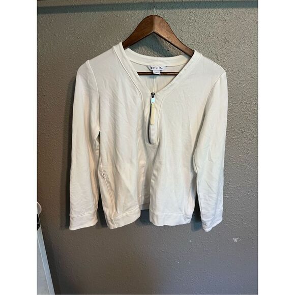ATHLETA Eastbound Half Zip Sweatshirt Small ivory / cream Lightweight - Picture 1 of 3